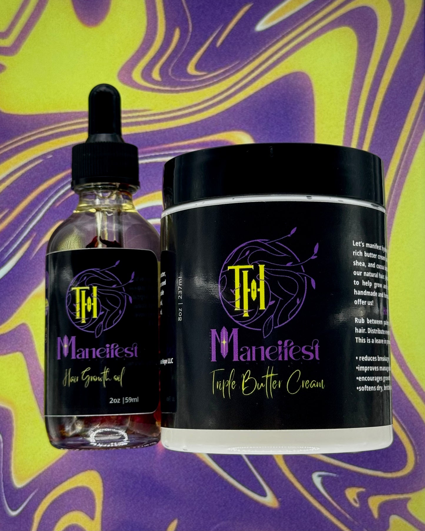 Small Bundle 2oz hair growth oil and triple butter cream